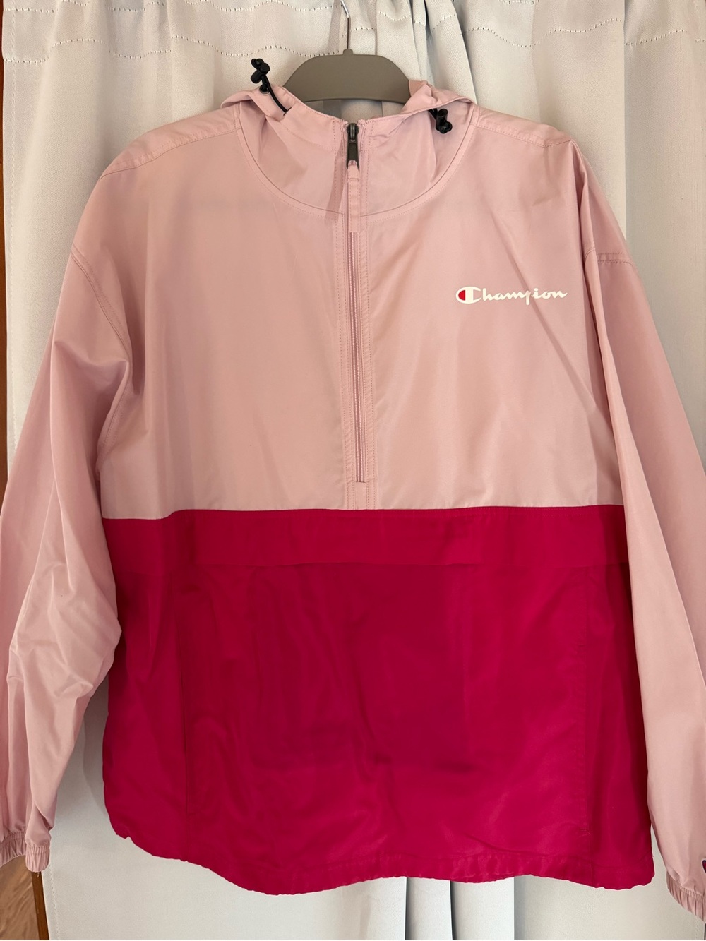 Champion Two-Tone Pink Half-Zip Windbreaker